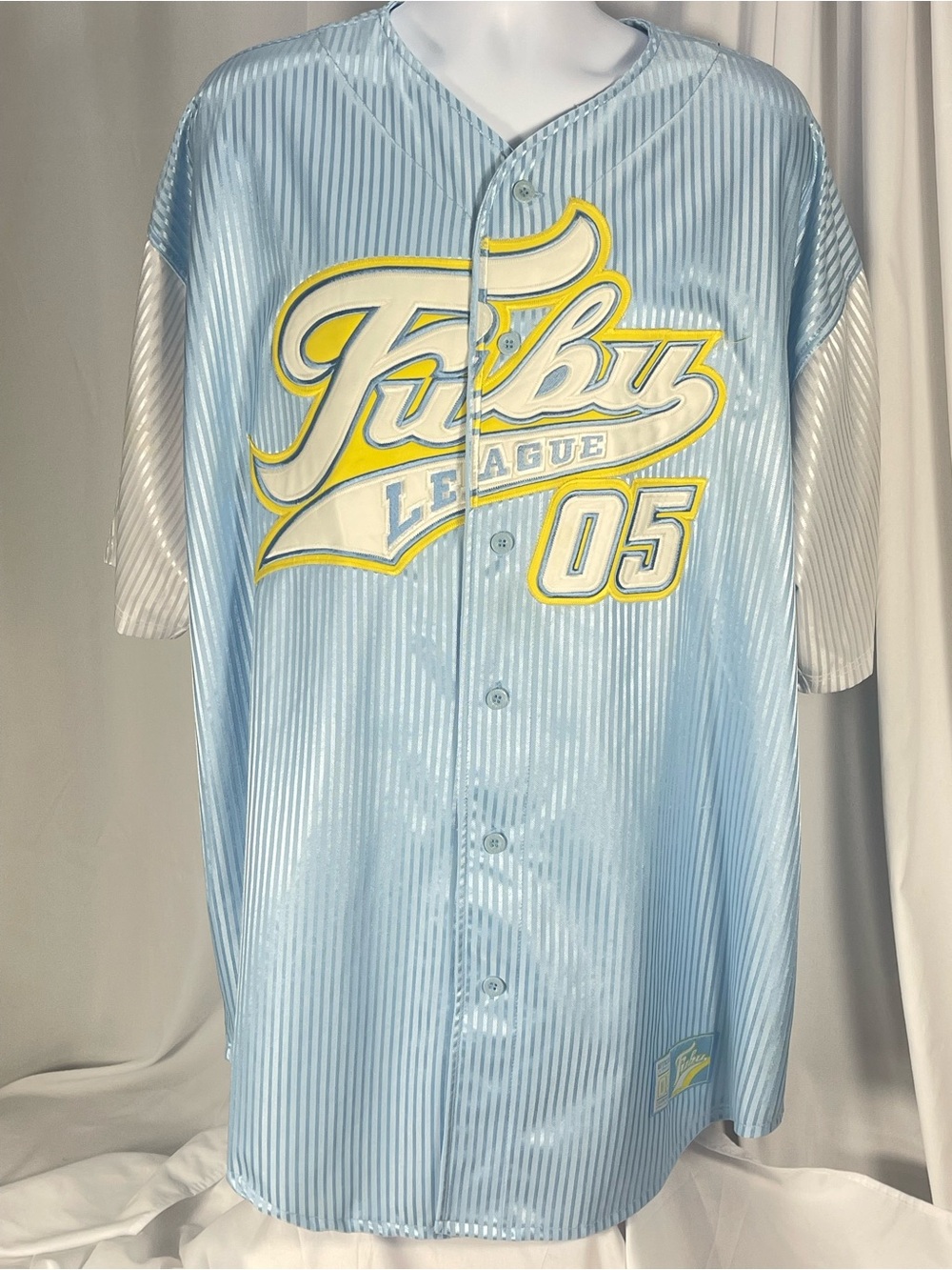 Vintage 90’s FUBU Light Blue 'League 05' Jersey. Summer throwback streetwear